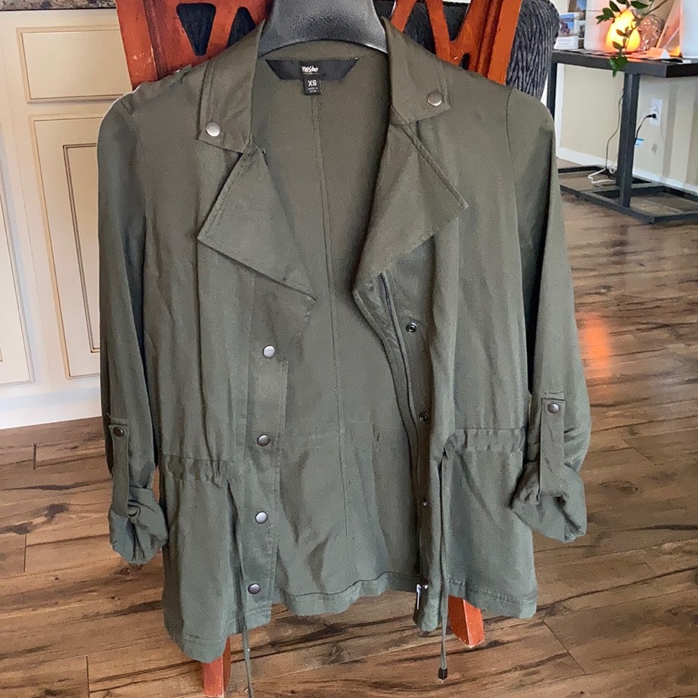 Olive green zip up top